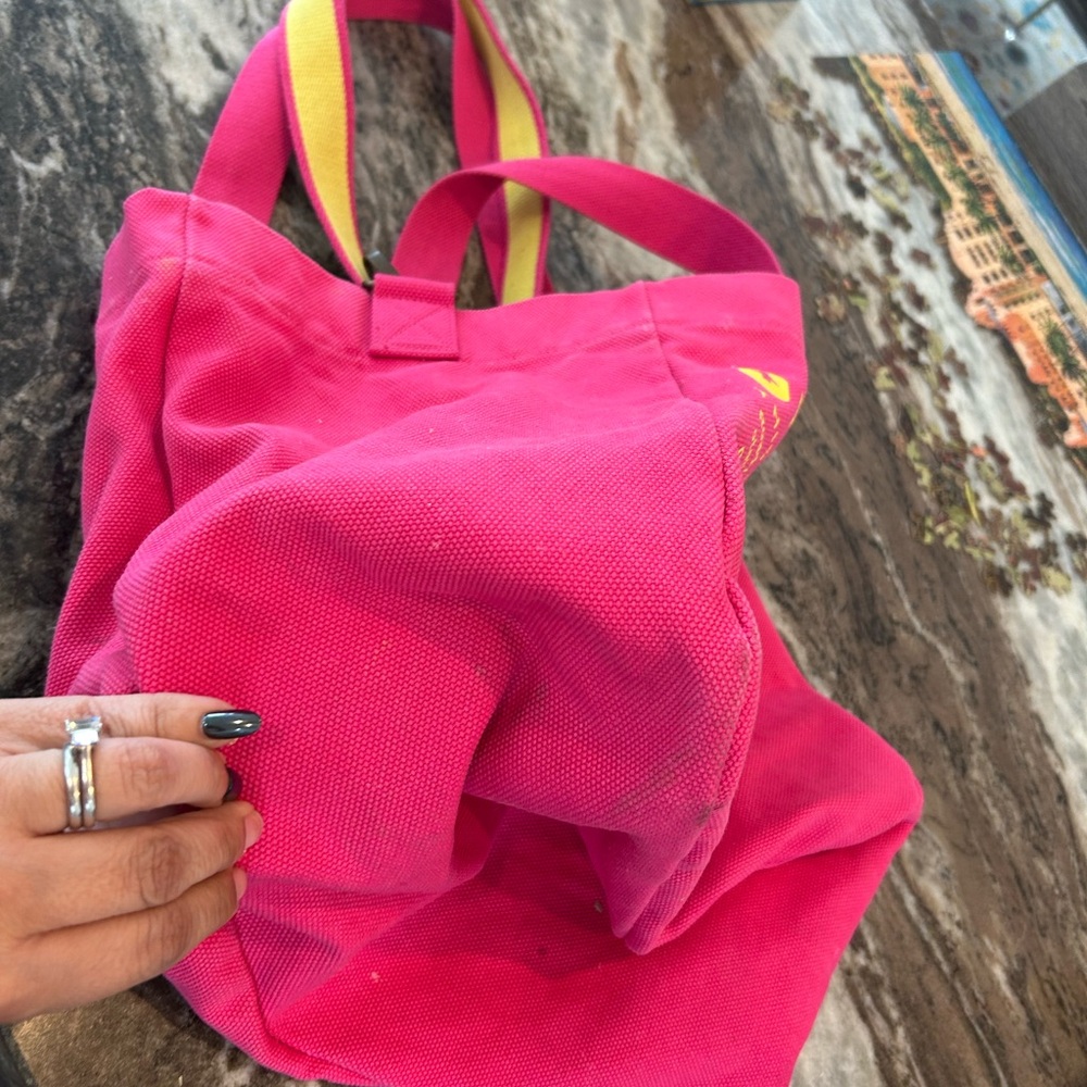 Figs Hot Pink and Yellow Canvas Tote Bag - Picture 5 of 11